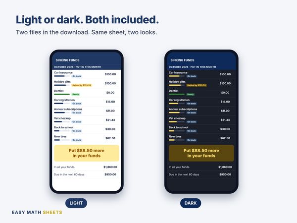 This month's plan in the light and dark versions on two phones