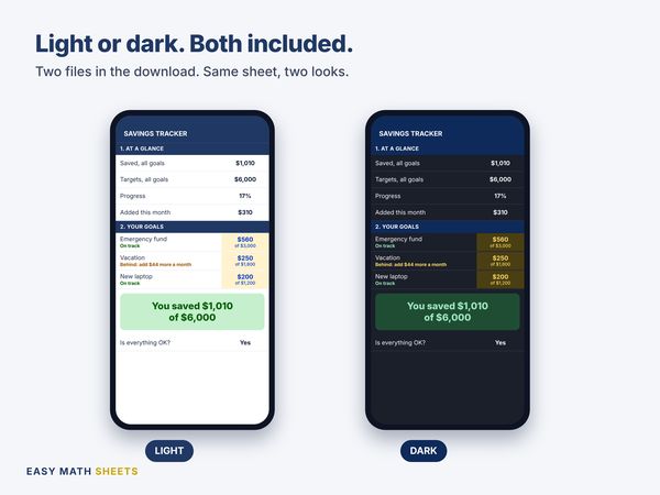 Light and dark versions of the tracker on phones